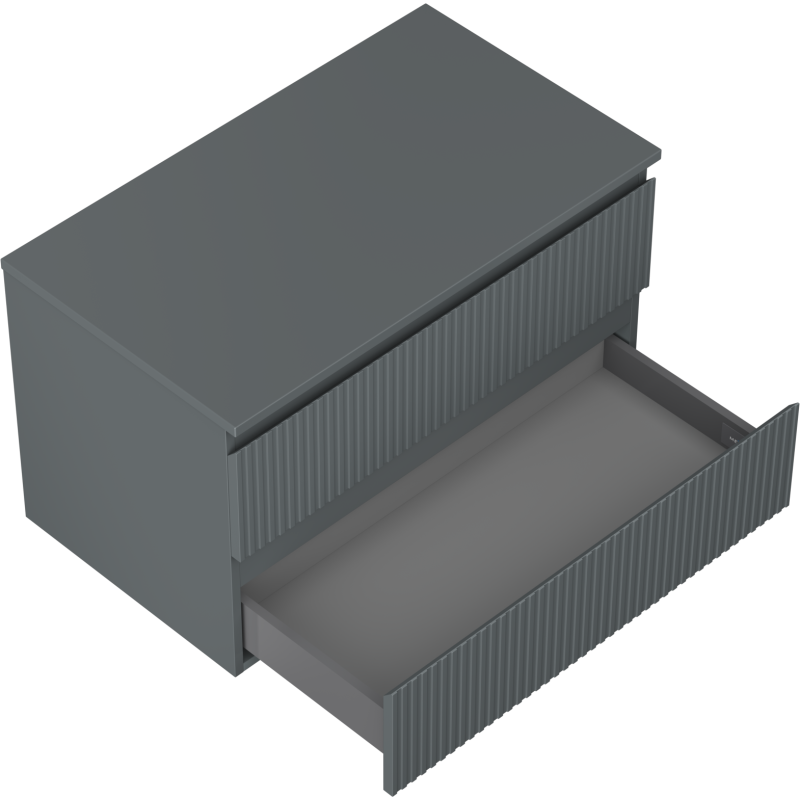 Mexen Rivel badkamerkast onder de wastafel 80 cm met blad, 2 laden, geribbeld, mat grafiet - 91A20-08047-2-BFFC66