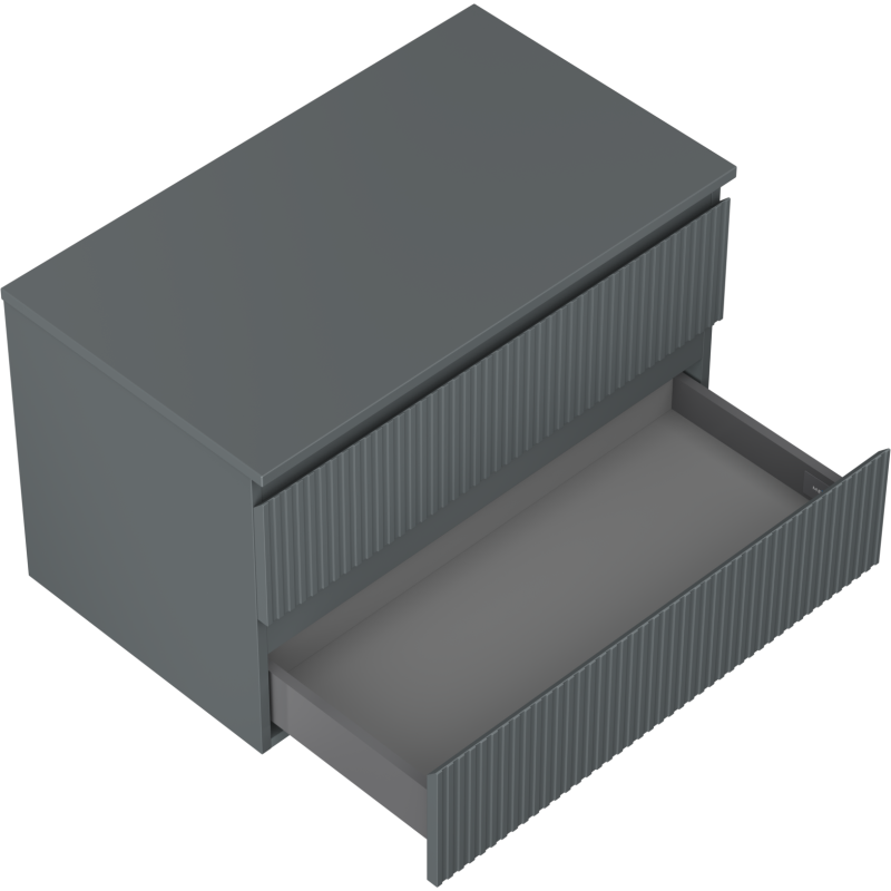 Mexen Rivel bathroom vanity unit 80 cm with countertop, 2 drawers, ribbed, matte graphite - 91A20-08047-2-BFFC66