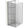 Mexen Kioto parede de duche Walk-in 80 x 200 cm, padrão xadrez negro 8 mm, dourado - 800-080-101-50-77
