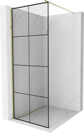 Mexen Kioto Zaslončić za tuš Walk-in 80 x 200 cm, crna rešetka 8 mm, zlatna - 800-080-101-50-77