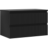 Mexen Rivel meuble sous-lavabo 80 cm avec plateau, 2 tiroirs, rainuré, noir mat - 91A20-08047-2-BFFC71