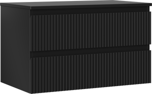 Mexen Rivel Badezimmer-Unterschrank 80 cm mit Arbeitsplatte, 2 Schubladen, geriffelt, schwarz matt - 91A20-08047-2-BFFC71
