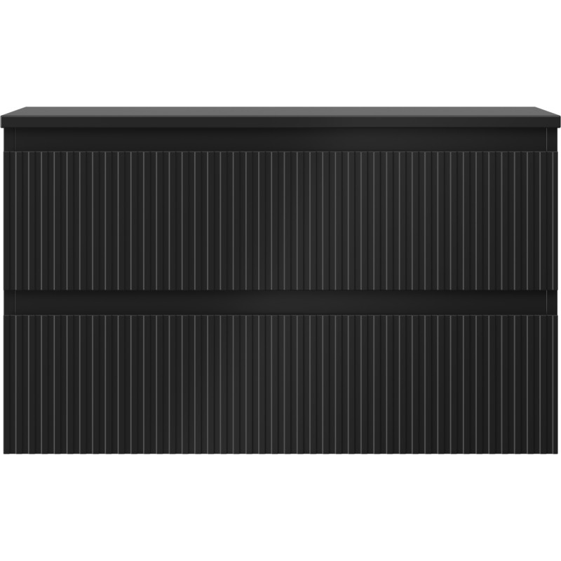 Mexen Rivel armadietto da bagno sottolavabo 80 cm con piano, 2 cassetti, scanalato, nero opaco - 91A20-08047-2-BFFC71