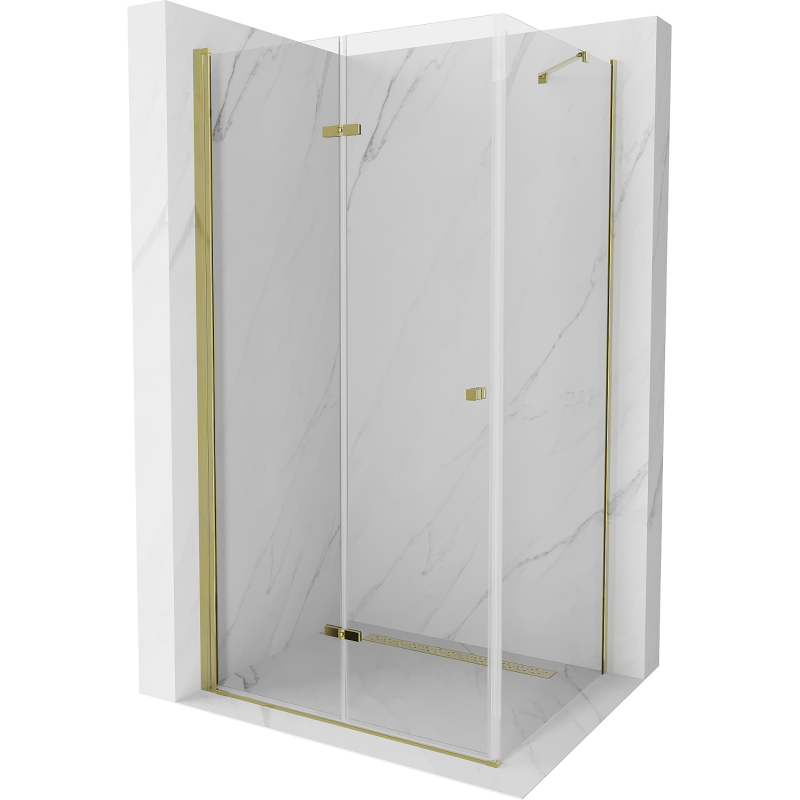 Mexen Lima faltbare Duschkabine 100 x 80 cm, transparent, gold - 856-100-080-50-00