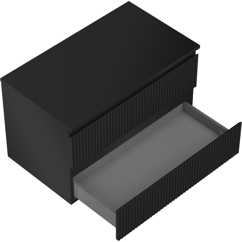 Mexen Rivel mueble de baño para lavabo 80 cm con encimera, 2 cajones, ranurado, negro mate - 91A20-08047-2-BFFC71