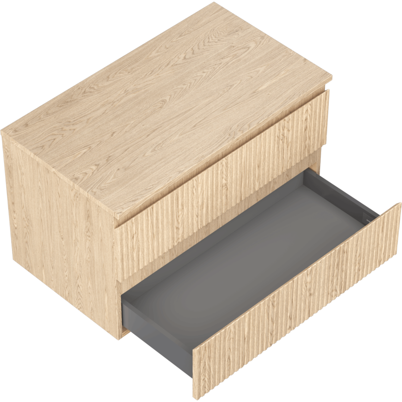 Mexen Rivel Badezimmer-Unterschrank 80 cm mit Arbeitsplatte, 2 Schubladen, geriffelt, Eiche - 91A20-08047-2-BFFC81