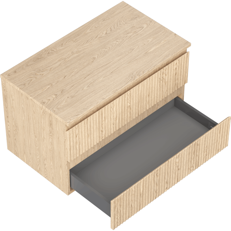 Mexen Rivel Buedzëmmerënnerschaf mam Lavabo 80 cm mat Uewerkant, 2 Schief, geriwwelt, Eech - 91A20-08047-2-BFFC81