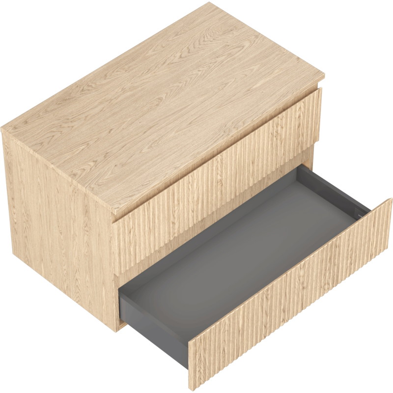 Mexen Rivel vannitoakapp kraanikausiga 80 cm koos tööpinnaga, 2 sahtlit, sooneline, tamm - 91A20-08047-2-BFFC81