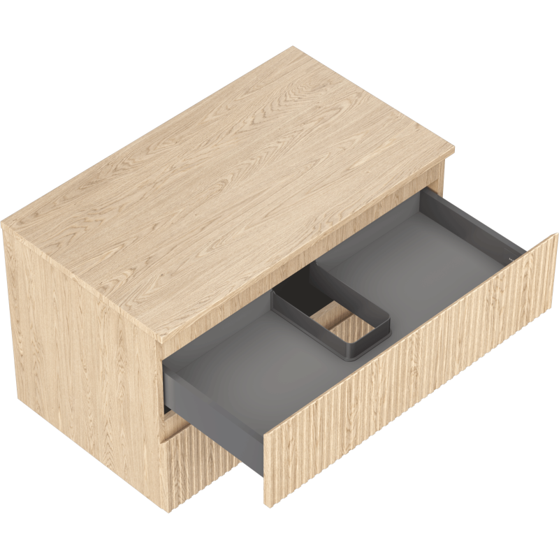 Mexen Rivel armoire de salle de bain sous-lavabo 80 cm avec plateau, 2 tiroirs, rainuré, chêne - 91A20-08047-2-BFFC81