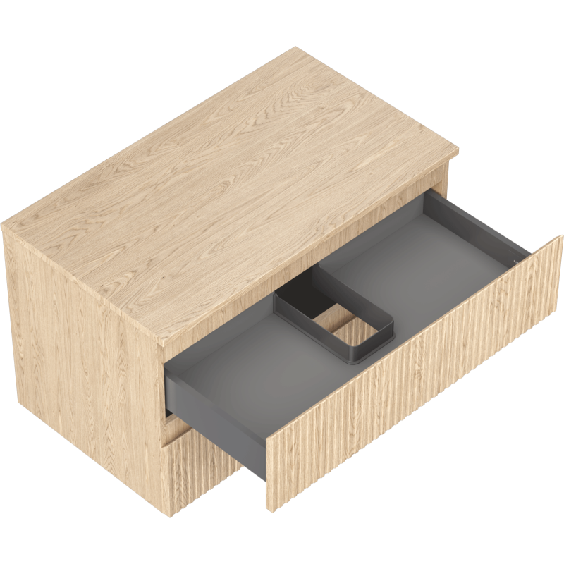 Mexen Rivel Badezimmer-Unterschrank 80 cm mit Arbeitsplatte, 2 Schubladen, geriffelt, Eiche - 91A20-08047-2-BFFC81