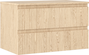 Mexen Rivel badkamerkastje onder wastafel 80 cm met blad, 2 lades, gegroefd, eik - 91A20-08047-2-BFFC81