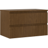 Mexen Rivel badkamerkast onder wastafel 80 cm met blad, 2 laden, geribbeld, walnoot - 91A20-08047-2-BFFC86