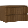 Mexen Rivel meuble de salle de bain sous-vasque 80 cm avec plateau, 2 tiroirs, rainuré, noyer - 91A20-08047-2-BFFC86