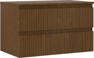 Mexen Rivel badkamerkast onder wastafel 80 cm met blad, 2 laden, geribbeld, walnoot - 91A20-08047-2-BFFC86