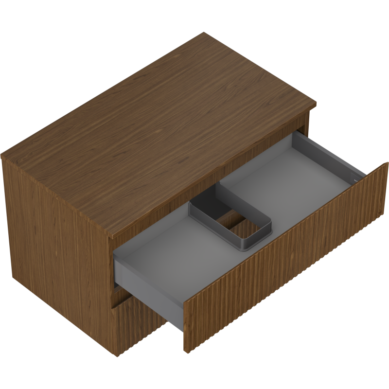 Mexen Rivel meuble de salle de bain sous-lavabo 80 cm avec plateau, 2 tiroirs, rainuré, noyer - 91A20-08047-2-BFFC86