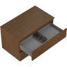Mexen Rivel meuble de salle de bain sous-vasque 80 cm avec plateau, 2 tiroirs, rainuré, noyer - 91A20-08047-2-BFFC86