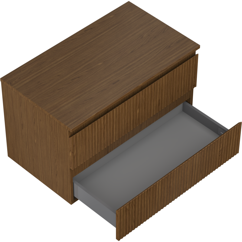 Mexen Rivel meuble de salle de bain sous-lavabo 80 cm avec plateau, 2 tiroirs, rainuré, noyer - 91A20-08047-2-BFFC86