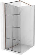 Mexen Kioto Zid za tuš Walk-in 70 x 200 cm, crna rešetka 8 mm, ružičasto zlato - 800-070-101-60-77