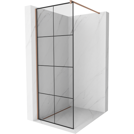 Mexen Kioto paroi de douche Walk-in 80 x 200 cm, grille noire 8 mm, or rose - 800-080-101-60-77