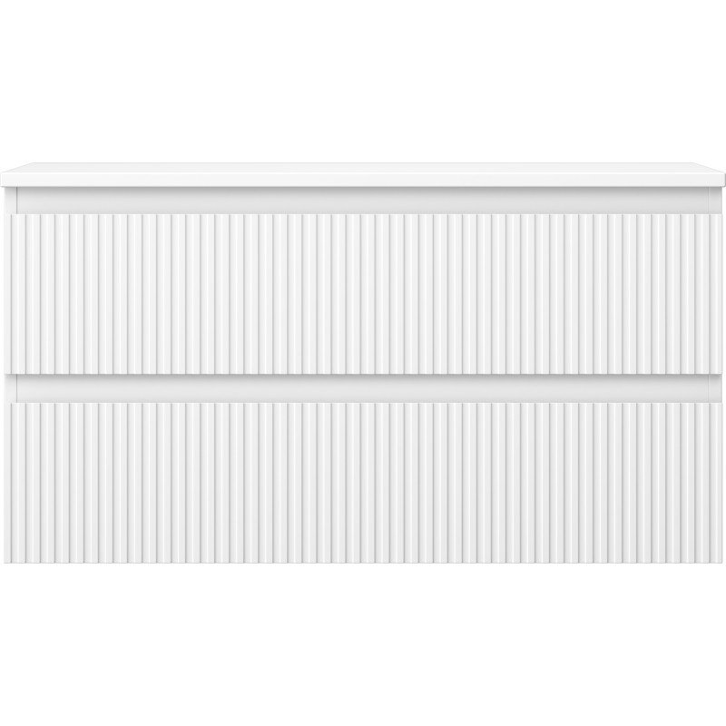 Mexen Rivel armario de baño bajo lavabo de 90 cm con encimera, 2 cajones, ranurado, blanco mate - 91A20-09047-2-BFFC01
