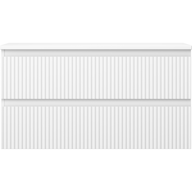 Mexen Rivel armário de casa de banho de 90 cm com tampo, 2 gavetas, frisado, branco mate - 91A20-09047-2-BFFC01