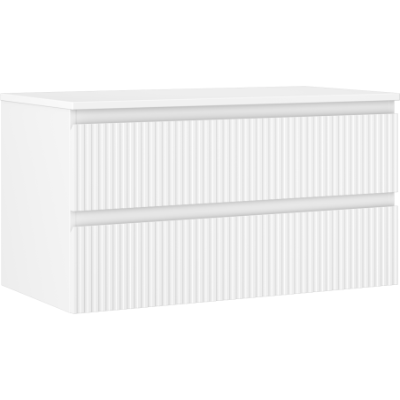 Mexen Rivel Badezimmer-Unterschrank 90 cm mit Arbeitsplatte, 2 Schubladen, geriffelt, weiß matt - 91A20-09047-2-BFFC01