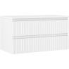 Mexen Rivel 90 cm under-sink bathroom cabinet with countertop, 2 drawers, grooved, matte white - 91A20-09047-2-BFFC01