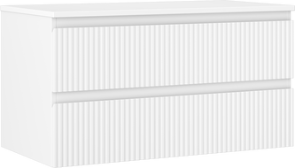 Mexen Rivel badkamerkast onder de wastafel 90 cm met blad, 2 laden, geribbeld, mat wit - 91A20-09047-2-BFFC01