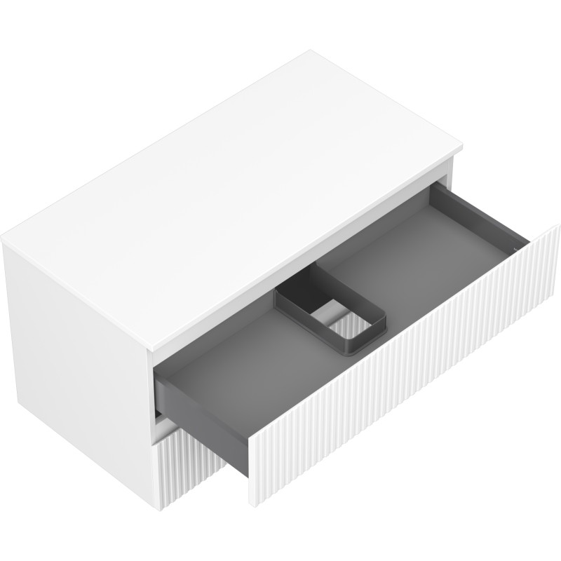 Mexen Rivel armario de baño bajo lavabo de 90 cm con encimera, 2 cajones, ranurado, blanco mate - 91A20-09047-2-BFFC01