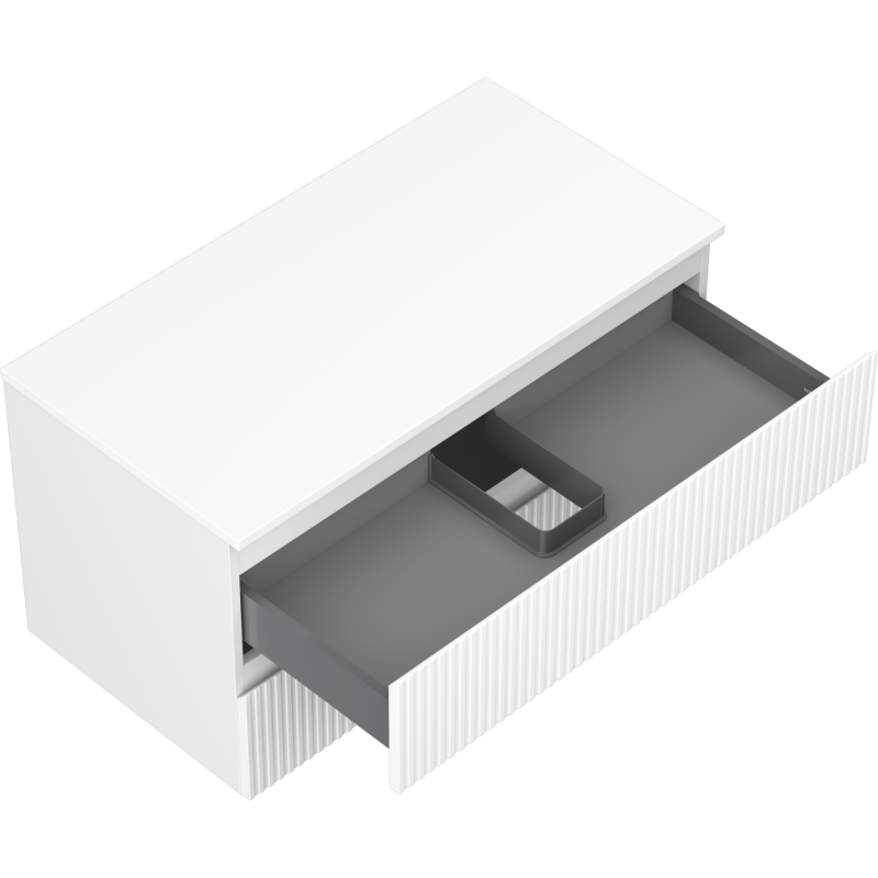 Mexen Rivel gabinete de baño bajo lavabo de 90 cm con encimera, 2 cajones, ranurado, blanco mate - 91A20-09047-2-BFFC01