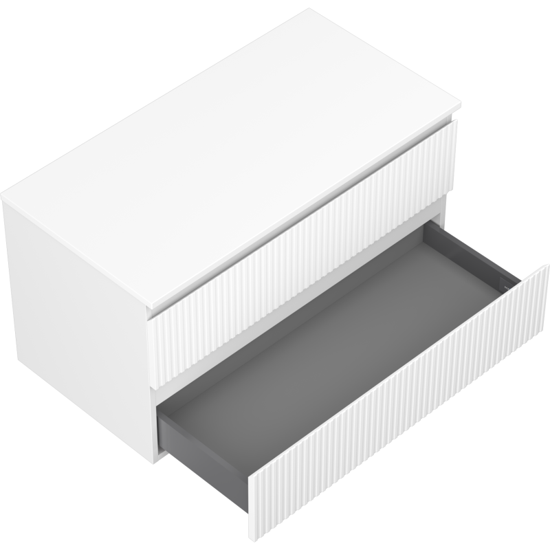 Mexen Rivel gabinete de baño bajo lavabo de 90 cm con encimera, 2 cajones, ranurado, blanco mate - 91A20-09047-2-BFFC01