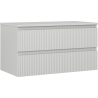 Mexen Rivel 90 cm Vanity Bathroom Cabinet with Countertop, 2 Drawers, Fluted, Matte Gray - 91A20-09047-2-BFFC62