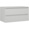 Mexen Rivel Badezimmerschrank 90 cm mit Arbeitsplatte, 2 Schubladen, geriffelt, grau matt - 91A20-09047-2-BFFC62
