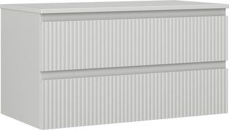Mexen Rivel Badezimmerschrank 90 cm mit Arbeitsplatte, 2 Schubladen, geriffelt, grau matt - 91A20-09047-2-BFFC62