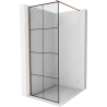 Mexen Kioto ścianka prysznicowa Walk-in 90 x 200 cm, czarna kratka 8 mm, różowe złoto - 800-090-101-60-77