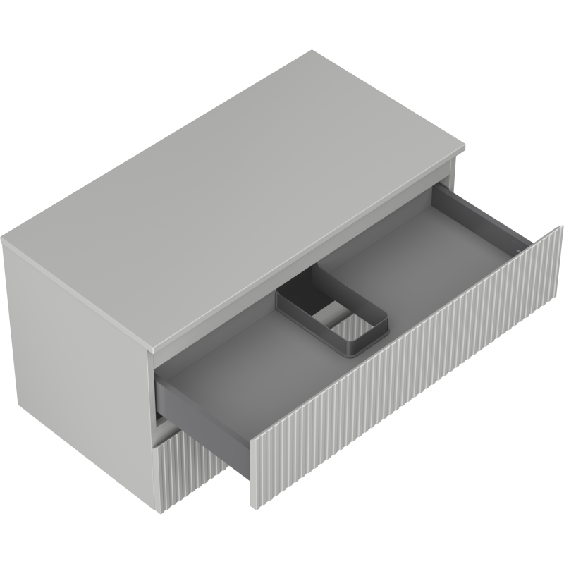 Mexen Rivel mueble de baño bajo lavabo de 90 cm con encimera, 2 cajones, ranurado, gris mate - 91A20-09047-2-BFFC62