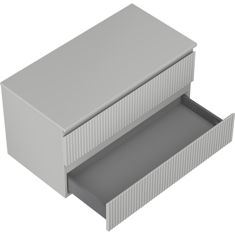 Mexen Rivel mueble de baño bajo lavabo de 90 cm con encimera, 2 cajones, ranurado, gris mate - 91A20-09047-2-BFFC62