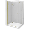 Mexen Lima folding shower cabin 70 x 80 cm, transparent, gold + Flat tray - 856-070-080-50-00-4010