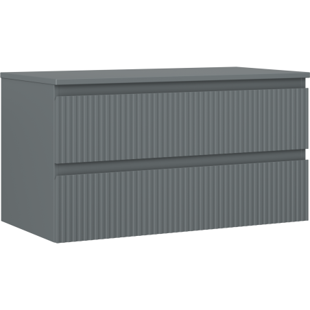 Mexen Rivel 90 cm Under-Sink Bathroom Cabinet with Countertop, 2 Drawers, Ribbed, Matte Graphite - 91A20-09047-2-BFFC66