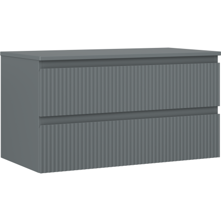 Mexen Rivel Badezimmerschrank 90 cm mit Arbeitsplatte, 2 Schubladen, gerillt, Graphit Matt - 91A20-09047-2-BFFC66