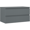 Mexen Rivel 90 cm Waschbeckenschrank mit Arbeitsplatte, 2 Schubladen, geriffelt, Graphit matt - 91A20-09047-2-BFFC66