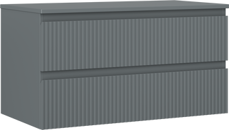 Mexen Rivel 90 cm Waschbeckenschrank mit Arbeitsplatte, 2 Schubladen, geriffelt, Graphit matt - 91A20-09047-2-BFFC66