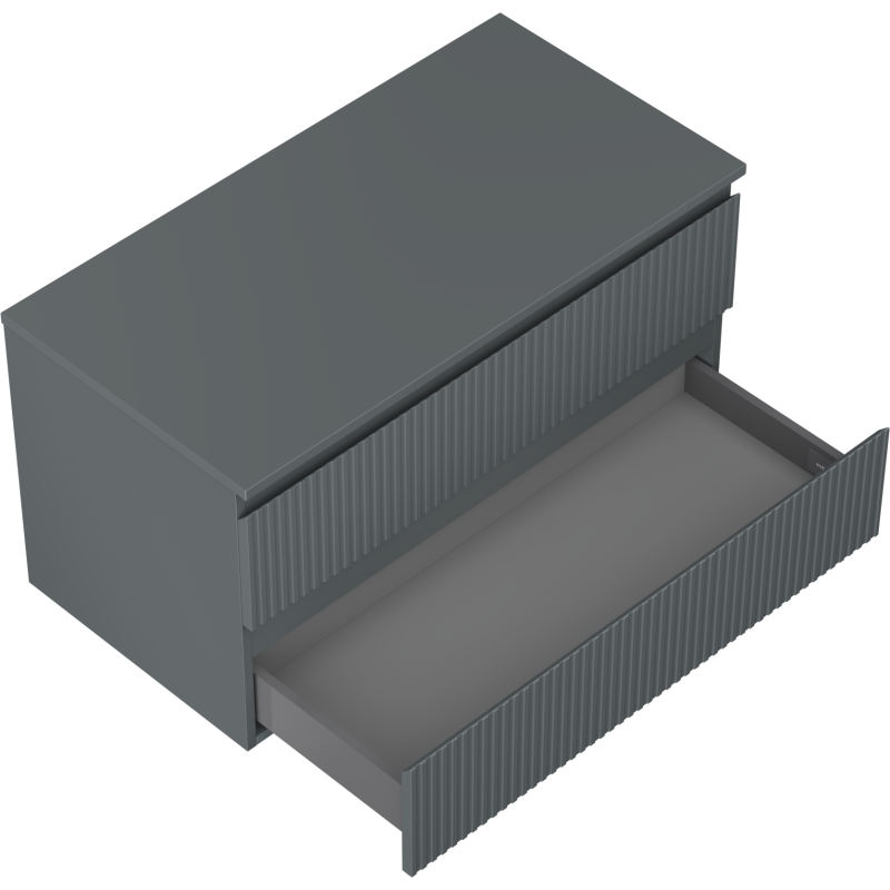Mexen Rivel mueble de baño bajo lavabo de 90 cm con encimera, 2 cajones, acanalado, grafito mate - 91A20-09047-2-BFFC66