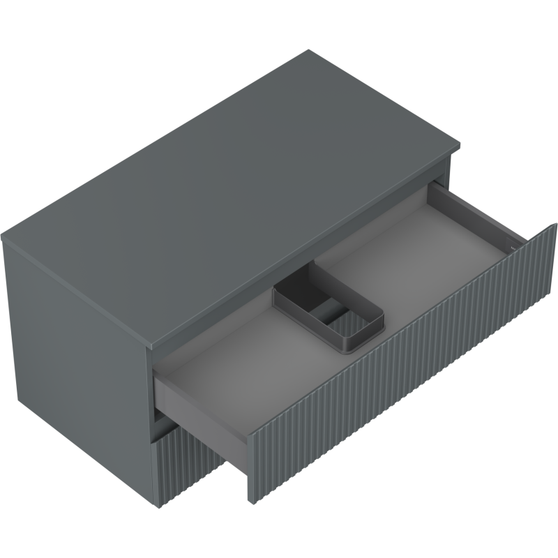 Mexen Rivel Badezimmerschrank 90 cm mit Arbeitsplatte, 2 Schubladen, gerillt, Graphit Matt - 91A20-09047-2-BFFC66