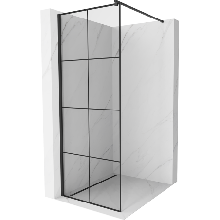 Mexen Kioto Walk-in Shower Wall 70 x 200 cm, Black Grid 8 mm, Black - 800-070-101-70-77