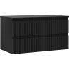 Mexen Rivel mobiletto da bagno sotto lavabo 90 cm con piano, 2 cassetti, scanalato, nero opaco - 91A20-09047-2-BFFC71