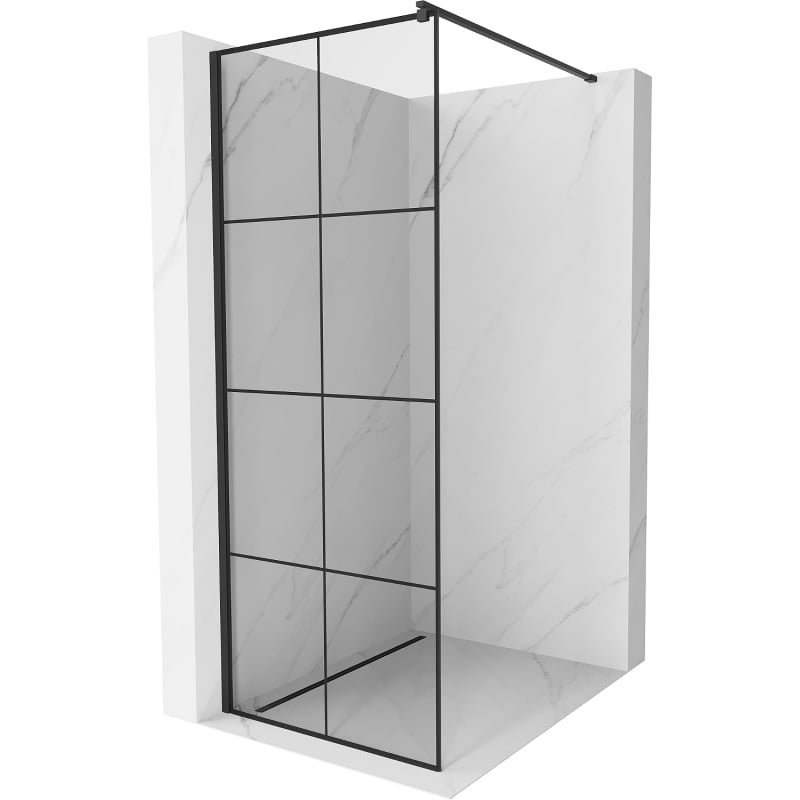 Mexen Kioto dušisein Walk-in 80 x 200 cm, must ruudustik 8 mm, must - 800-080-101-70-77