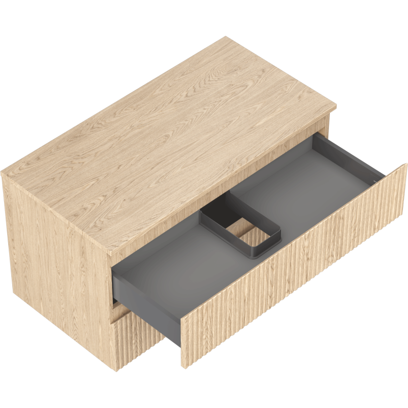 Mexen Rivel meuble de salle de bain sous-vasque 90 cm avec plateau, 2 tiroirs, rainurés, chêne - 91A20-09047-2-BFFC81