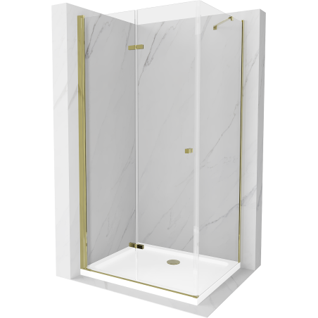Mexen Lima kabina prysznicowa składana 70 x 100 cm, transparent, złota + brodzik Flat - 856-070-100-50-00-4010