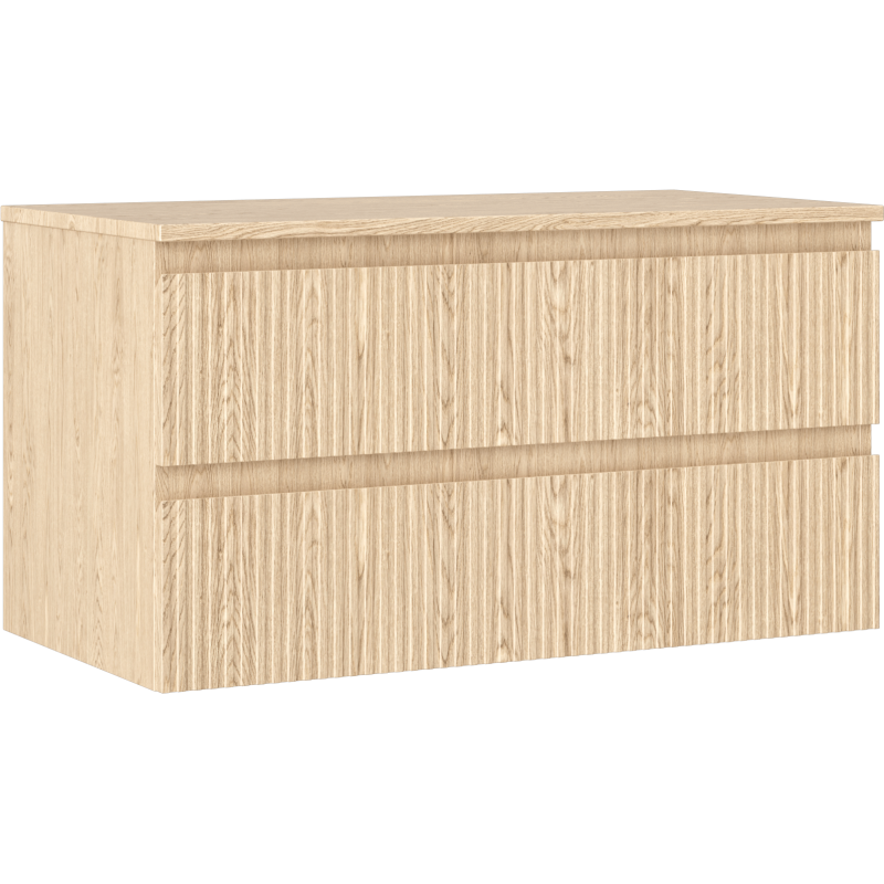 Mexen Rivel Badezimmerschrank 90 cm mit Arbeitsplatte, 2 Schubladen, Rillen, Eiche - 91A20-09047-2-BFFC81